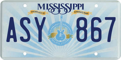 MS license plate ASY867