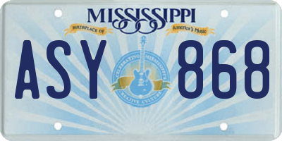 MS license plate ASY868