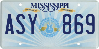 MS license plate ASY869