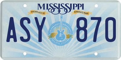 MS license plate ASY870