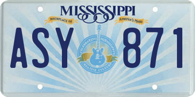MS license plate ASY871