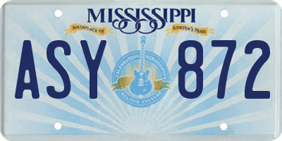 MS license plate ASY872