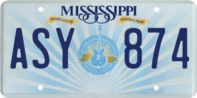 MS license plate ASY874