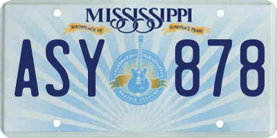 MS license plate ASY878