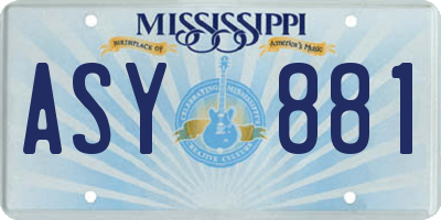 MS license plate ASY881
