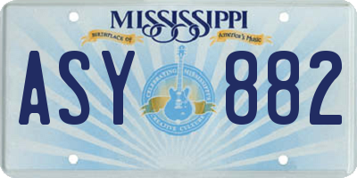 MS license plate ASY882