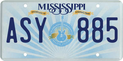 MS license plate ASY885