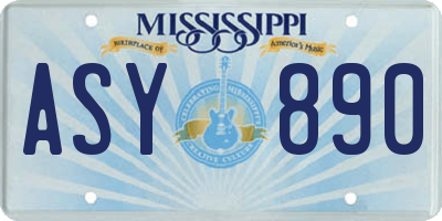 MS license plate ASY890