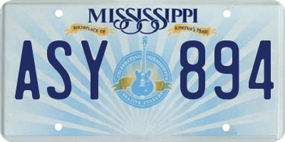 MS license plate ASY894