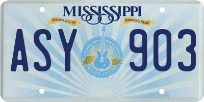 MS license plate ASY903