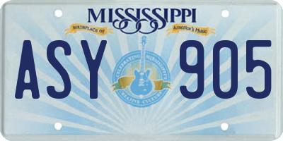 MS license plate ASY905