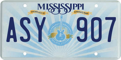MS license plate ASY907