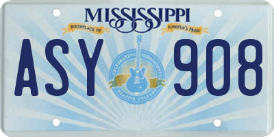 MS license plate ASY908
