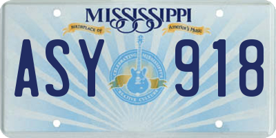MS license plate ASY918