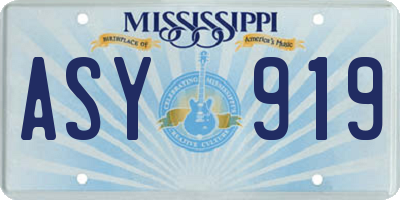 MS license plate ASY919