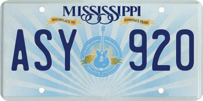 MS license plate ASY920