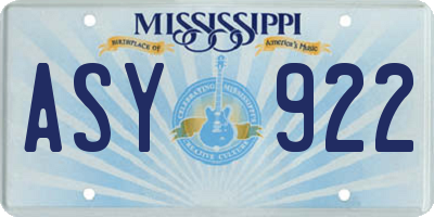 MS license plate ASY922