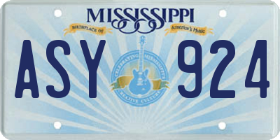 MS license plate ASY924