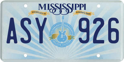 MS license plate ASY926