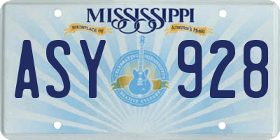 MS license plate ASY928