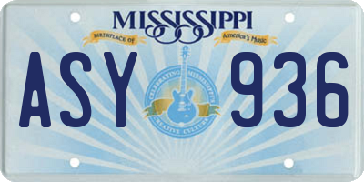 MS license plate ASY936