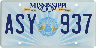 MS license plate ASY937