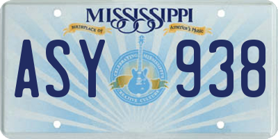 MS license plate ASY938