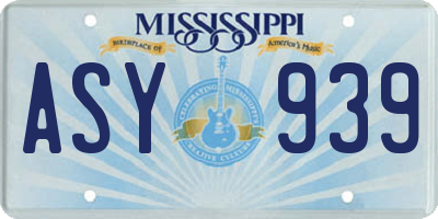 MS license plate ASY939
