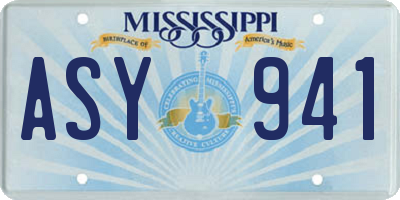MS license plate ASY941