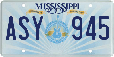 MS license plate ASY945