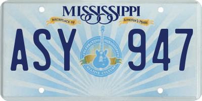 MS license plate ASY947