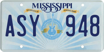 MS license plate ASY948