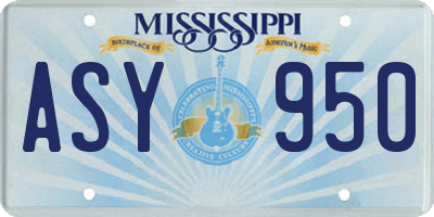 MS license plate ASY950