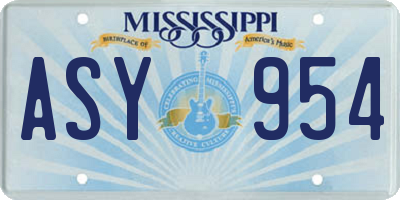 MS license plate ASY954