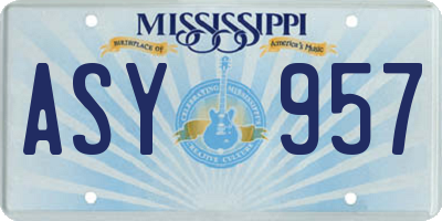 MS license plate ASY957