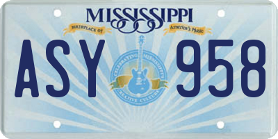 MS license plate ASY958