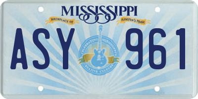MS license plate ASY961