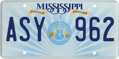 MS license plate ASY962