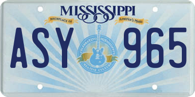 MS license plate ASY965