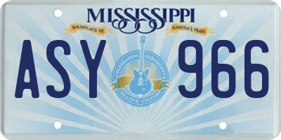 MS license plate ASY966