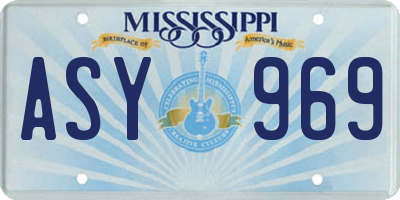 MS license plate ASY969