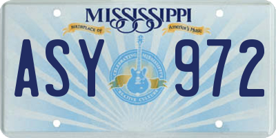 MS license plate ASY972
