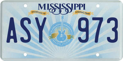 MS license plate ASY973