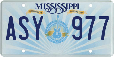MS license plate ASY977