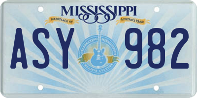 MS license plate ASY982