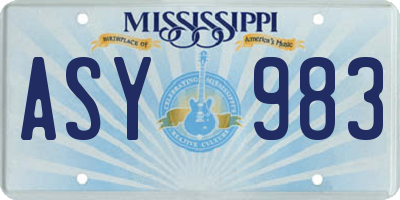 MS license plate ASY983