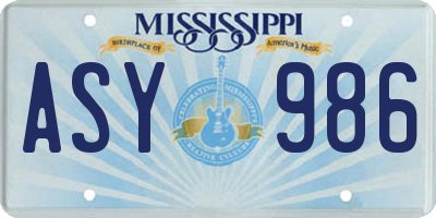 MS license plate ASY986