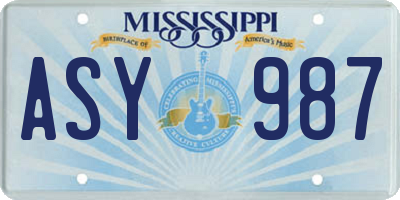 MS license plate ASY987