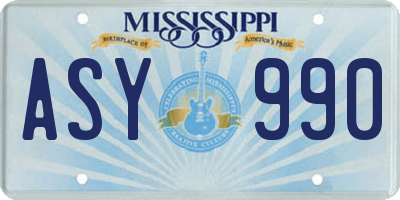 MS license plate ASY990