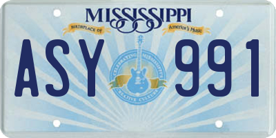 MS license plate ASY991